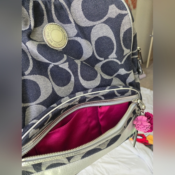 Coach Backpack, black and silver with pink lining - Picture 9 of 10